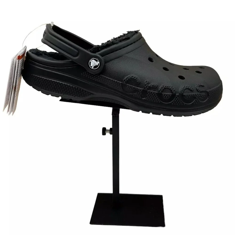 Crocs Men's Baya Lined Clog Size 9 Black Slip-on Faux Fur Fuzzy Warm Comfortable